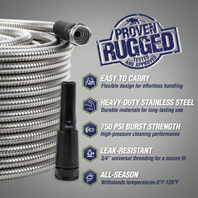 Rugged Rhino outer shell detail protects against punctures in rugged outdoor settings.
