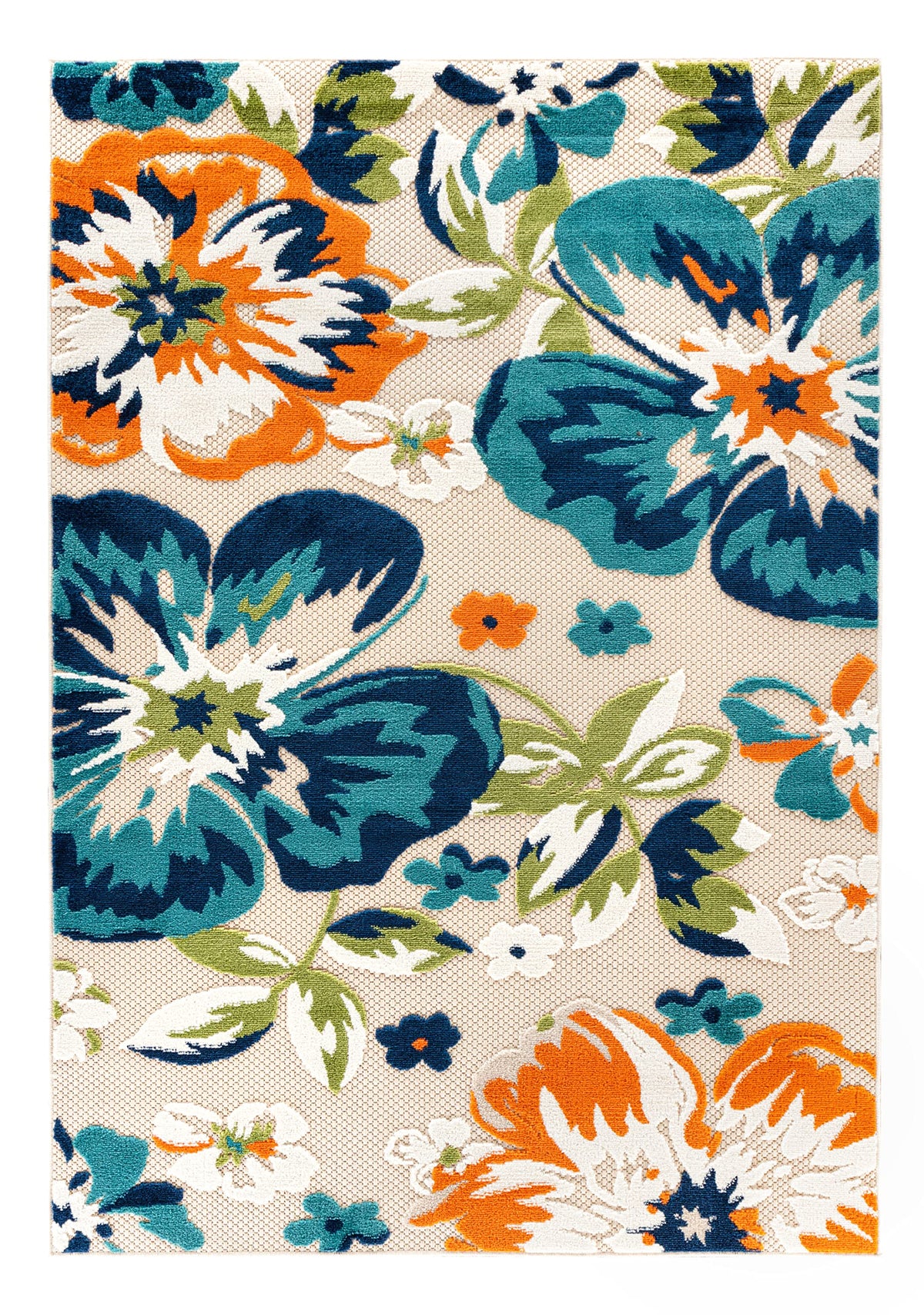 Rugshop Multi Bergamo floral rug closeup pattern showcases vibrant, durable yarns.