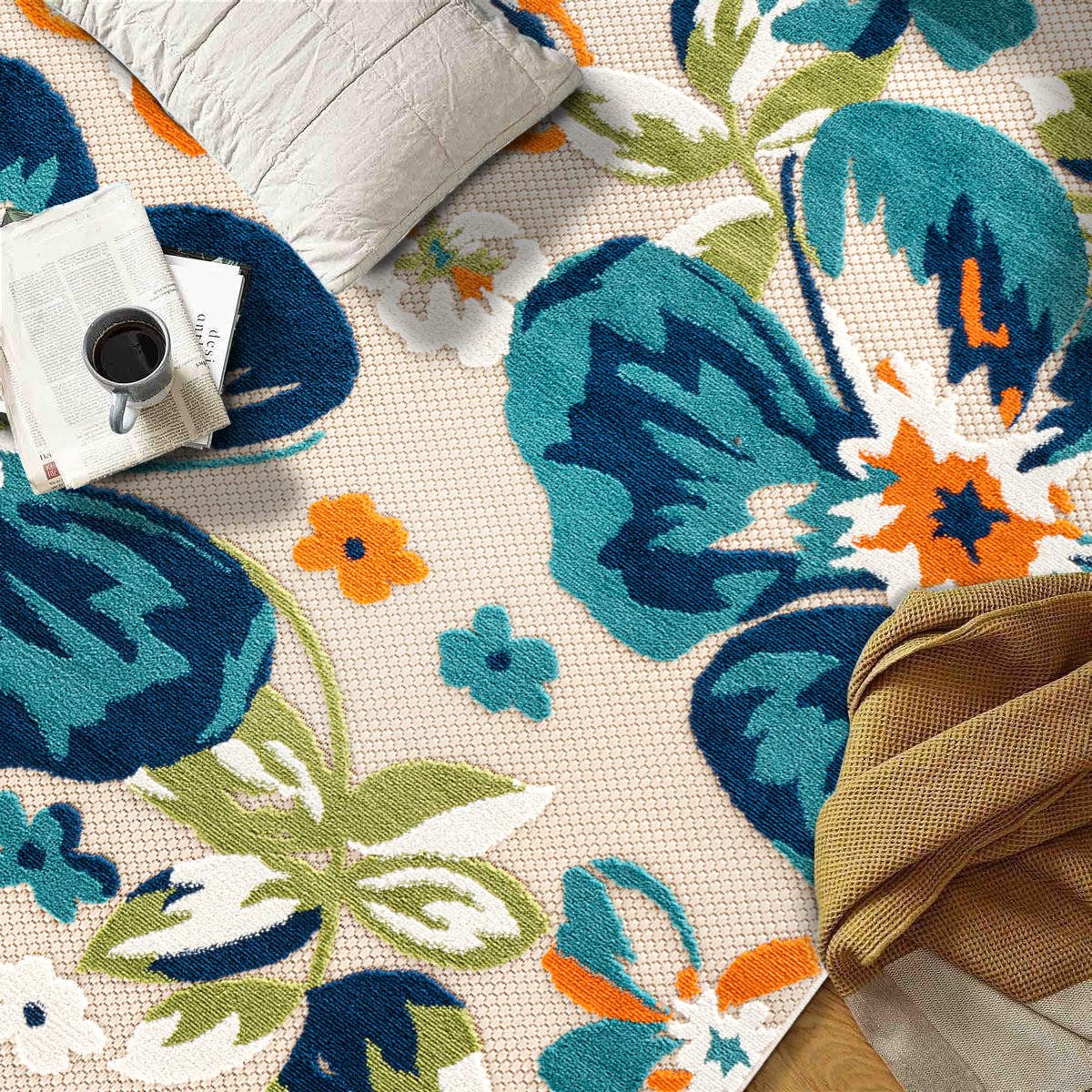 Rugshop Multi Bergamo floral rug entrance adds welcoming curb appeal.