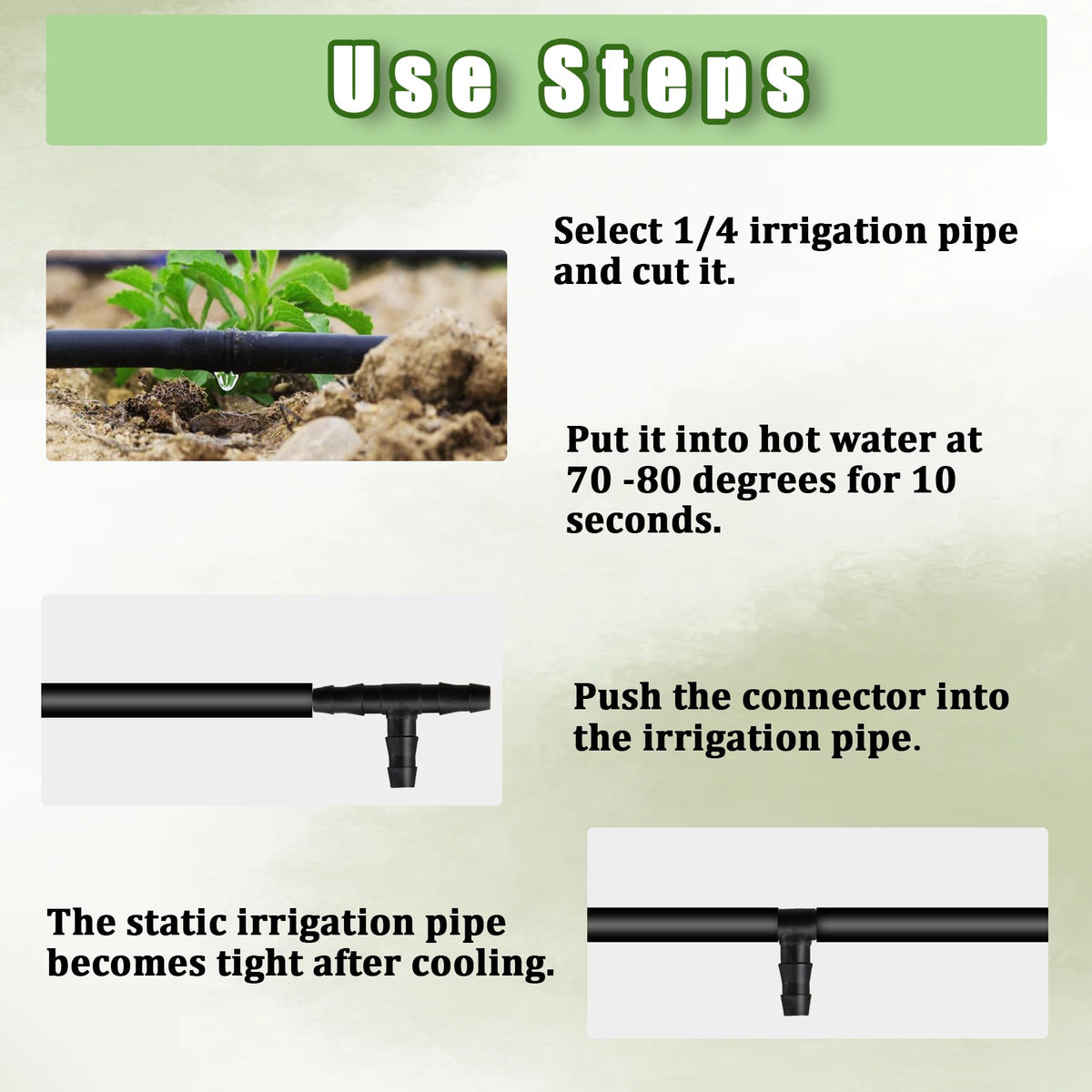 Ruibapa oblique barb tees simplify branching lines in irrigation systems.