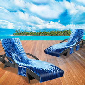 Ruikyhom tie-dye lounge chair cover with vibrant print for quick beach spot recognition
