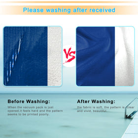 Ruikyhom lounge chair towel cover shows bright prints for easy chair spotting from a distance.