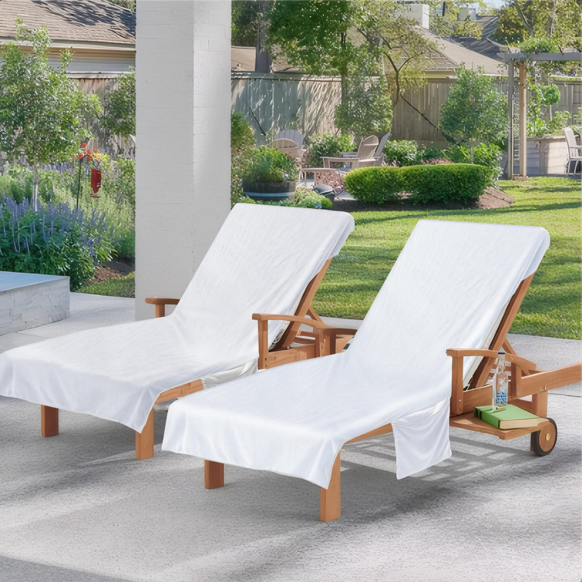Ruikyhom two-pack lounge chair towel covers, convenient for couples and families.