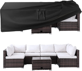 Ruimoy patio cover over a large dining set protects from rain