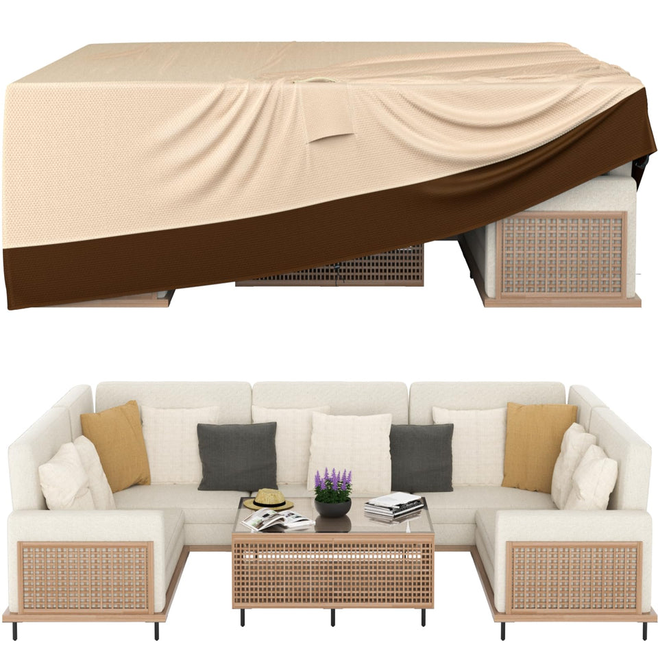 Ruimoy patio cover universal size fits most furniture sets and shapes.
