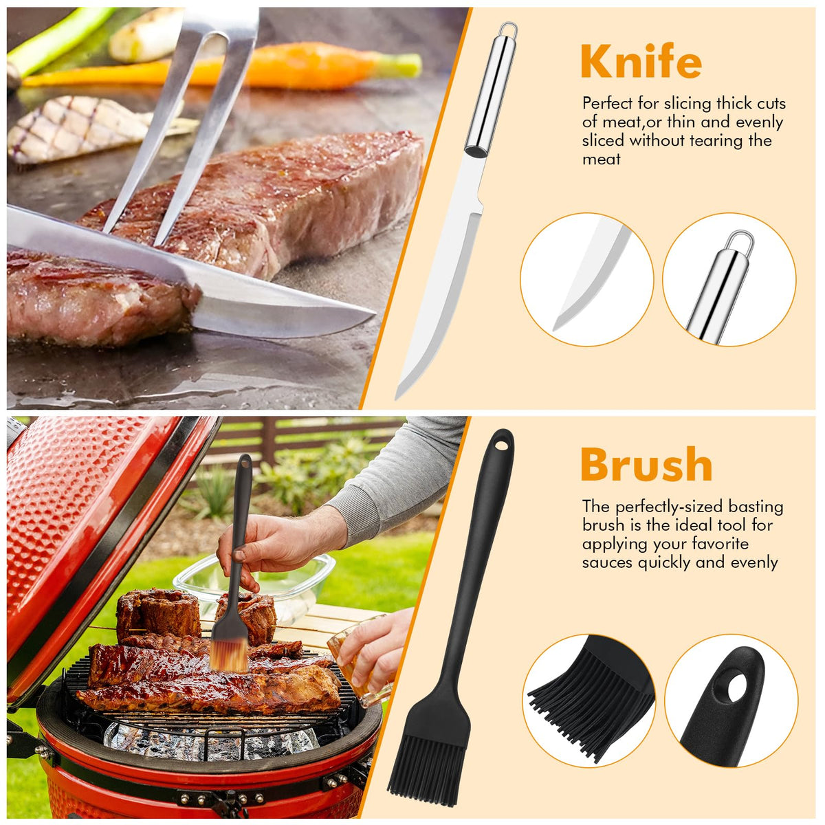 RUINENGDA grill utensils set basting brush for thorough sauce application
