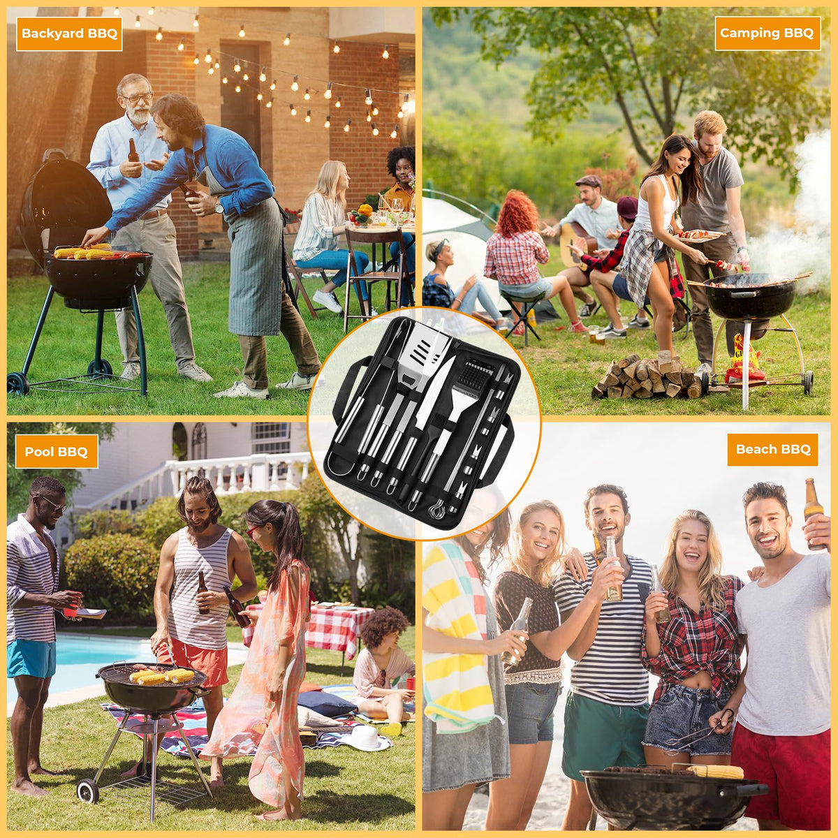 RUINENGDA grill utensils set skewers for versatile grilling and kebabs on outdoor