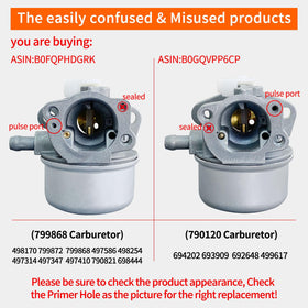 Ruixing 799868 carburetor closeup shows precise adjuster and gasket contact