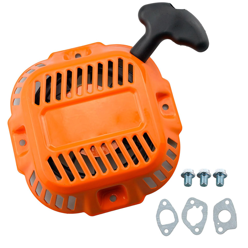 Ruma orange pull-start assembly close-up with 0K40510117 compatibility and durable components.
