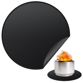 Rumlick 48-inch round fire pit mat for Yukon protects decks from embers.