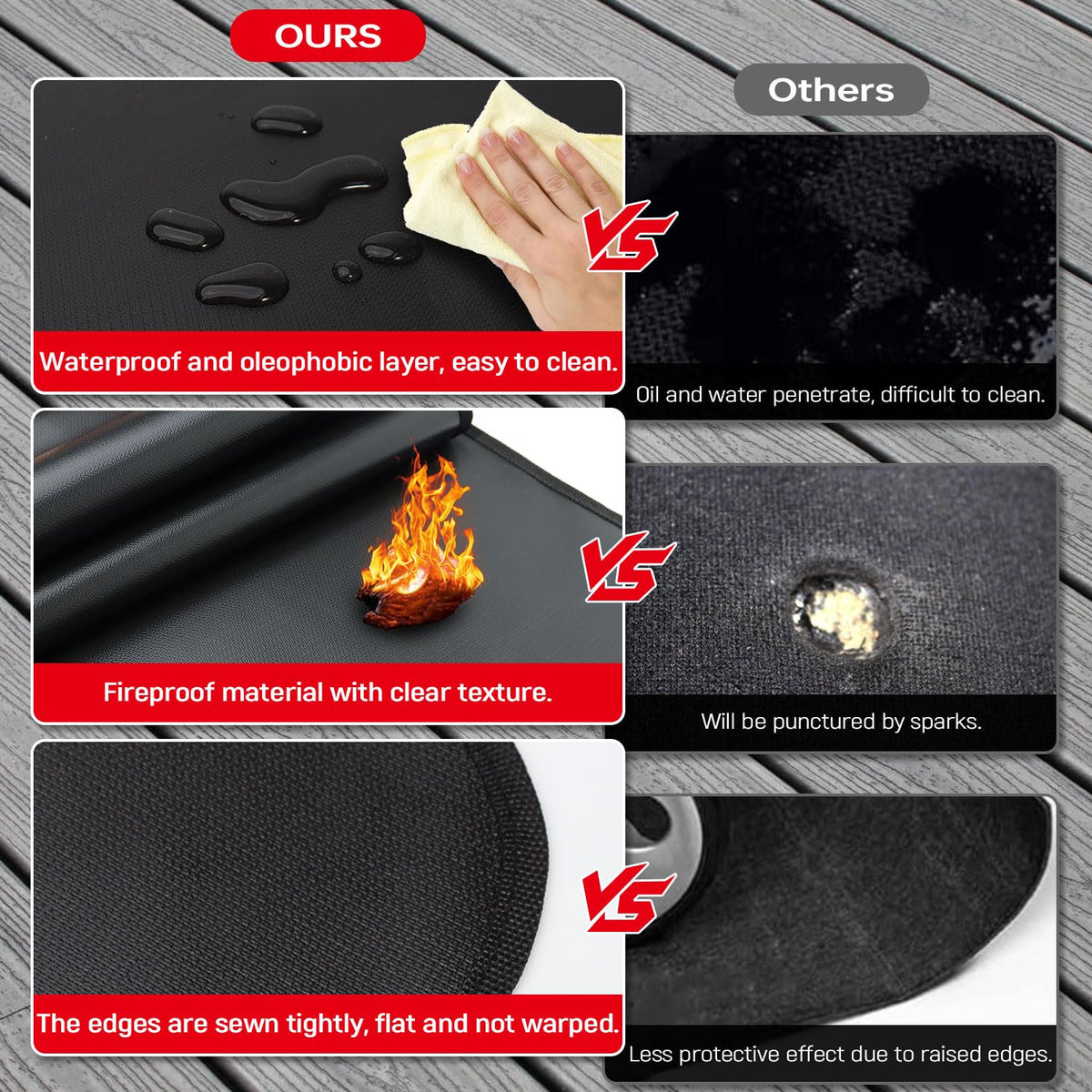 Rumlick easy-clean surface resists oil and water for quick maintenance.