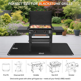 Rumlick fiberglass heat-resistant mat withstands high temperatures to guard wood surfaces and pavers.
