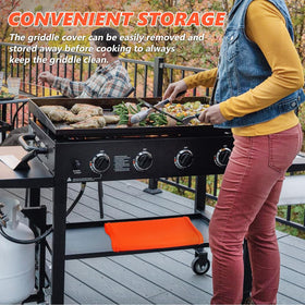 Rumlick protective griddle mat in action during cooking setup