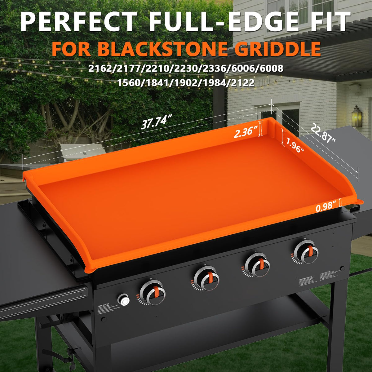 Rumlick silicone griddle cover 36-inch orange protective mat keeps griddle clean.
