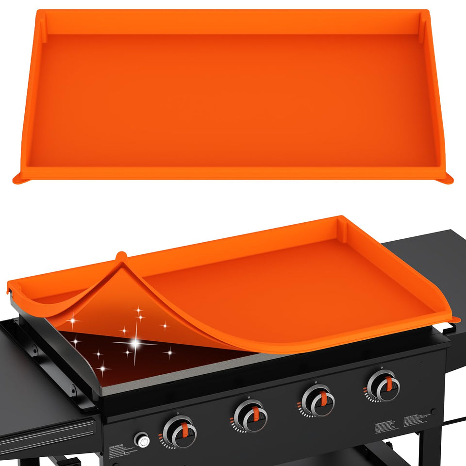 Rumlick silicone griddle cover 36-inch orange top view protects against dust and moisture.