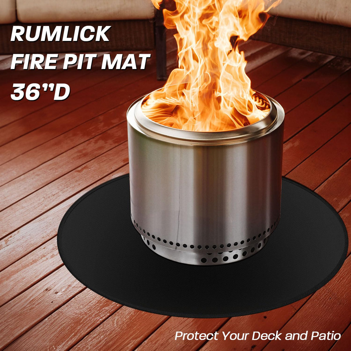 Rumlick Solo Stove Bonfire compatible mat fits beneath for safe gatherings.