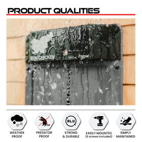 RUN-CHICKEN Door Eternal built-in battery backup ensures operation during cloudy days.