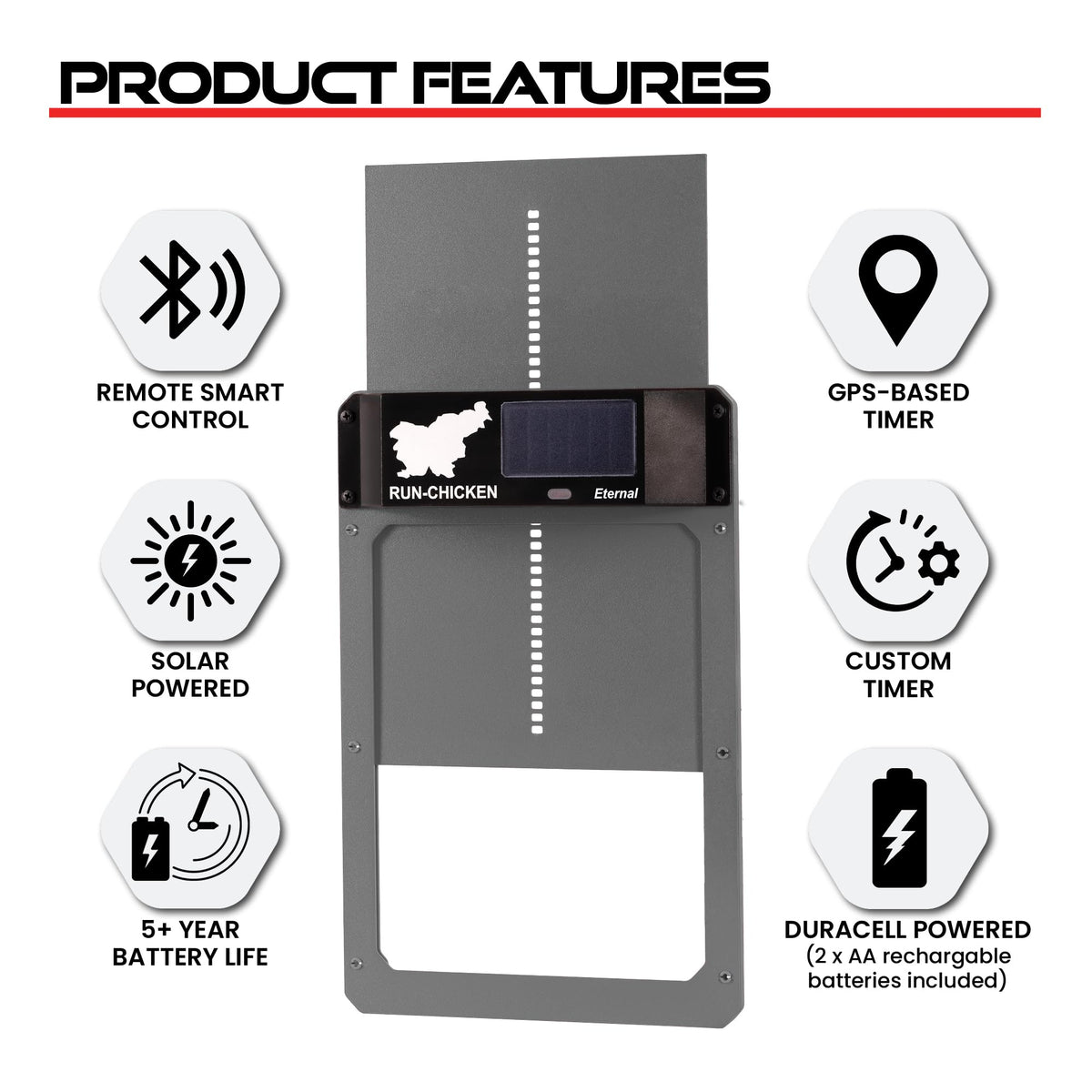 RUN-CHICKEN Door Eternal weatherproof aluminum withstands extreme temperatures.