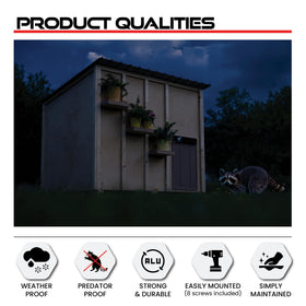 RUN-CHICKEN Door Giant installation step demonstrates quick eight-screw setup