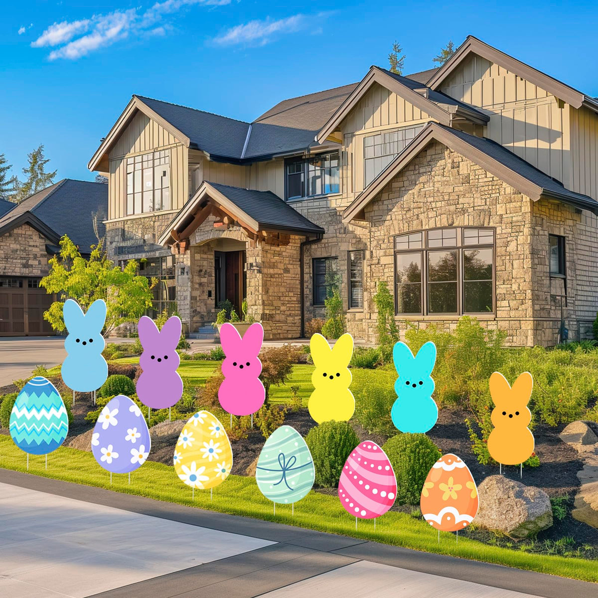 Runleo Easter yard sign stakes secure a stable outdoor display.