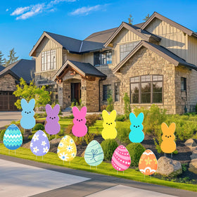 Runleo Easter yard sign stakes secure a stable outdoor display.