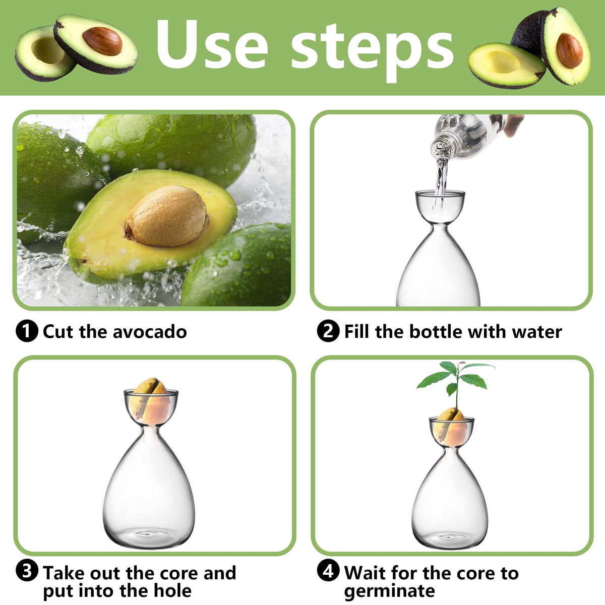 RunNico avocado starter vase with stickers for easy DIY decorating.