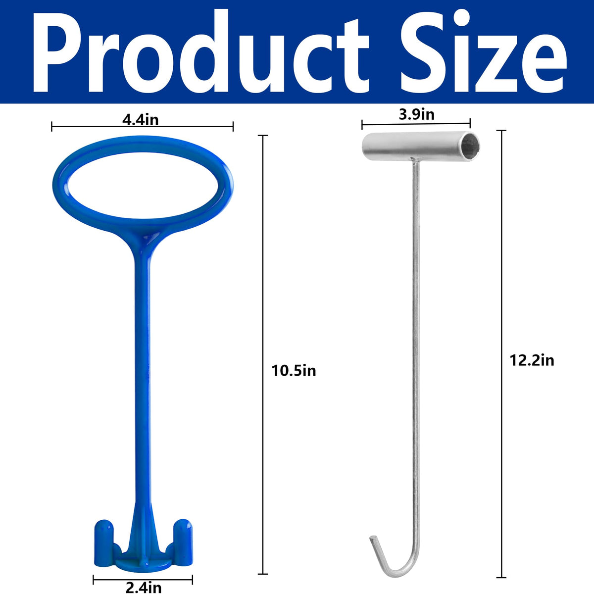 RunNico blue skimmer handle offers grip for quick basket handling.