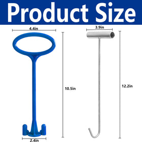 RunNico blue skimmer handle offers grip for quick basket handling.