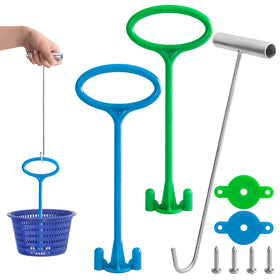 RunNico green skimmer handle for easy debris removal in pools.