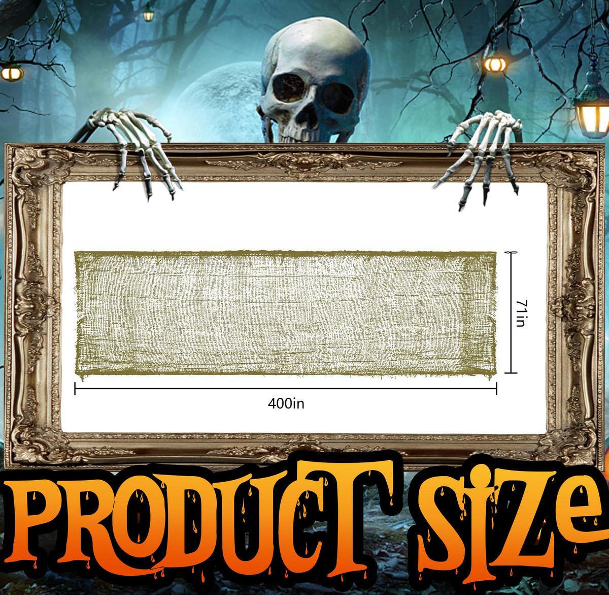 RunNico Halloween gauze wall decoration enhances spooky yard or doorway scenes.