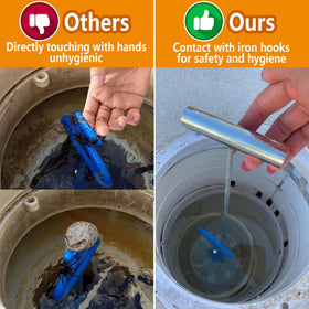 RunNico silver hook bar enables safe, no-touch basket retrieval.