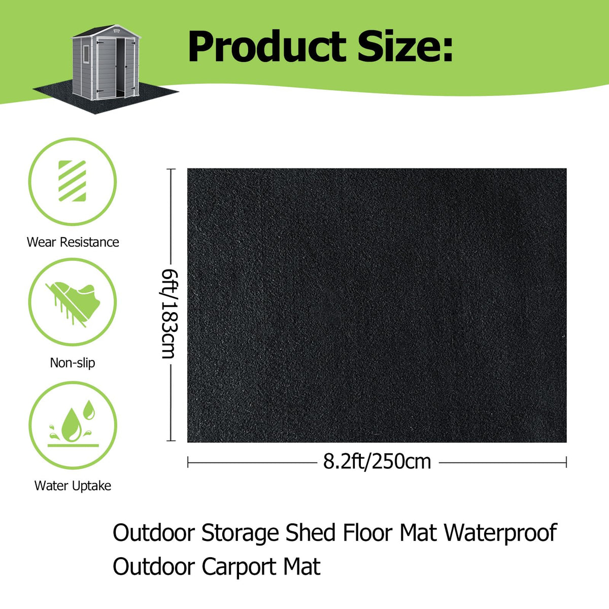RUNZEG waterproof surface keeps carport or shed floor clean and dry.