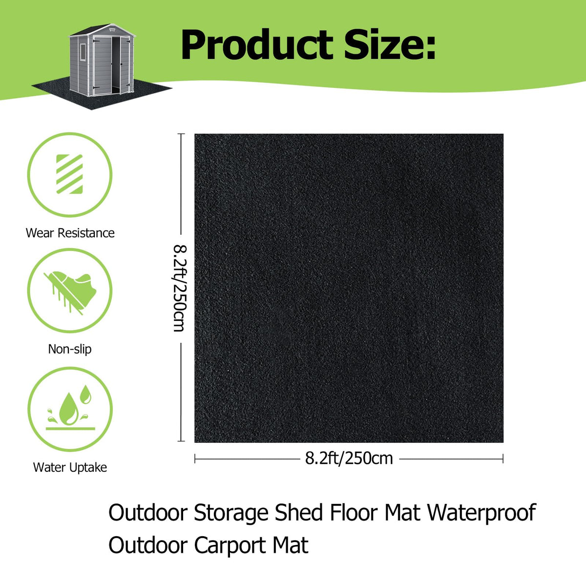 RUNZEG shed floor mat waterproof surface helps keep area dry