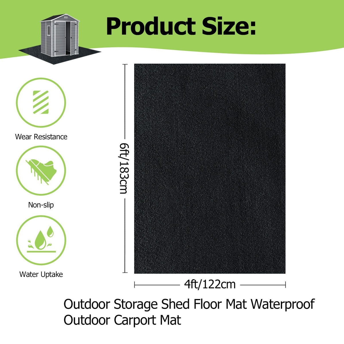 RUNZEG waterproof carport mat with non-slip backing for secure, clean outdoor spaces.