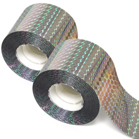 Ruolan Bird Scare Tape 700ft roll in sunlight protects gardens from birds.
