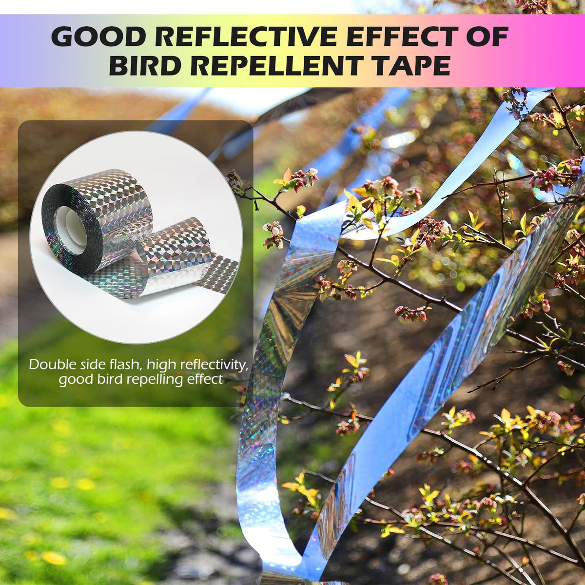 Ruolan Bird Scare Tape UV-Resistant Material endures weather and sun exposure.