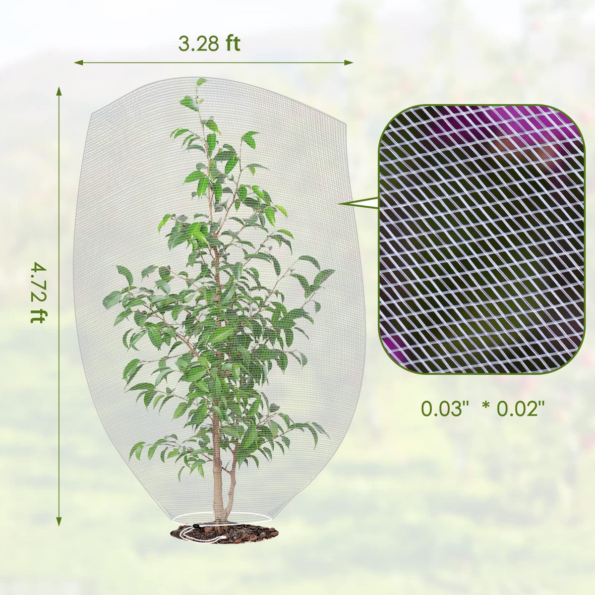 Ruolan fruit tree netting guards trees from pests.