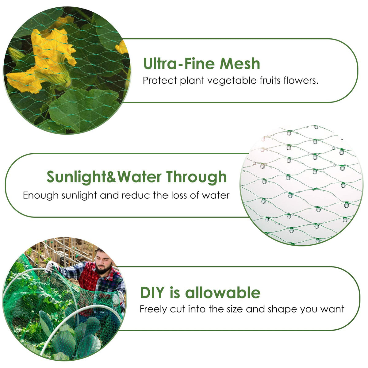 Ruolan garden netting 0.8 inch mesh safeguarding berries and crops