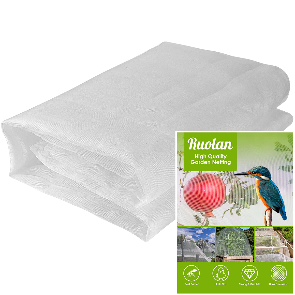 Ruolan garden netting covering plants with 10x33 ft protection against pests