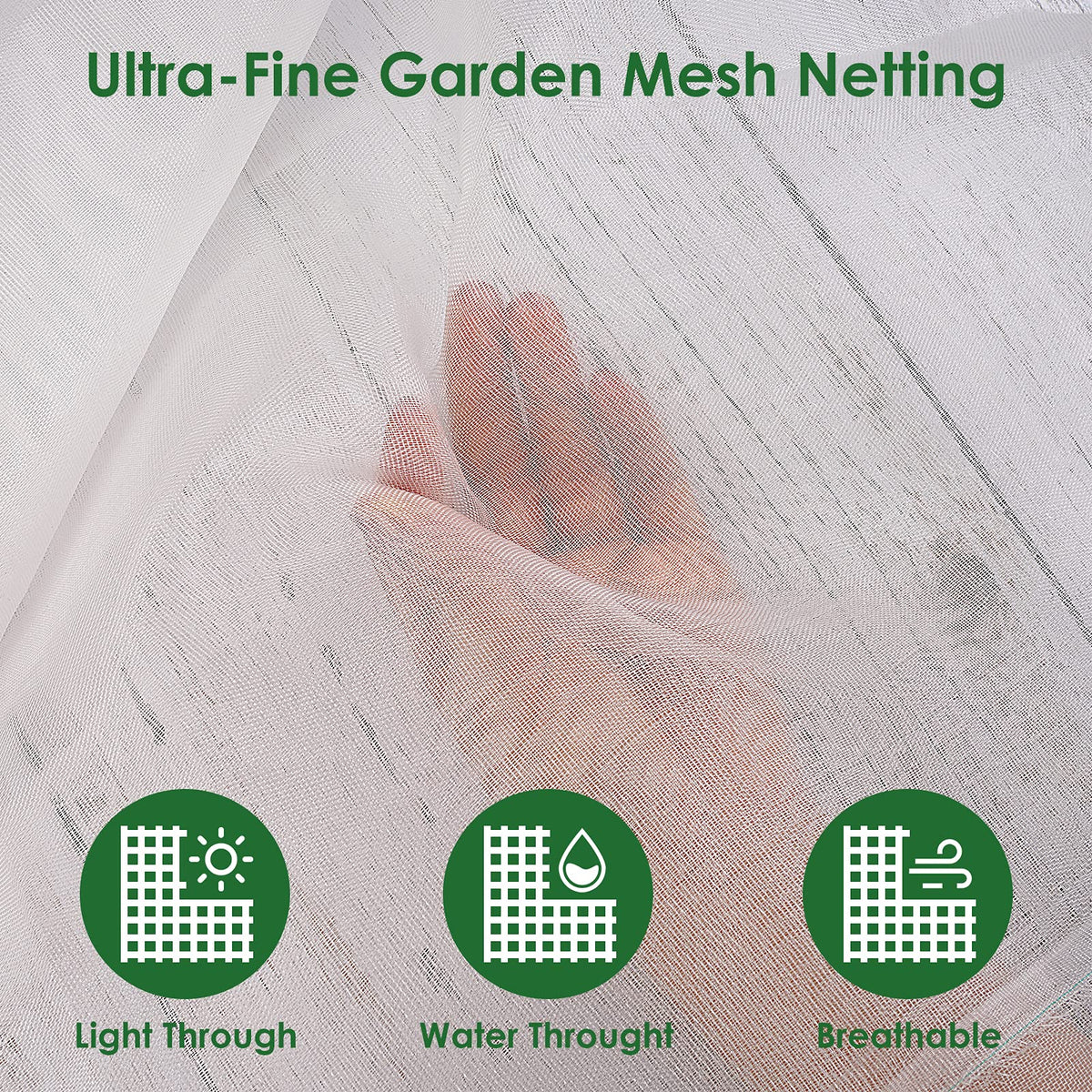 Ruolan garden netting simple setup over plants with secure anchoring
