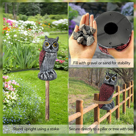 Ruolan hand-painted owl statue for outdoor use and bird deterrence.