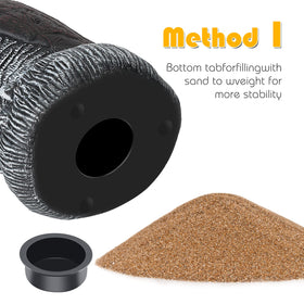 Ruolan owl decoy bottom tab with sand for secure installation.