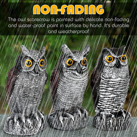 Ruolan owl decoy adds garden decor while deterring pests.
