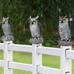 Ruolan owl decoy weatherproof paint stays vibrant in rain and sun.