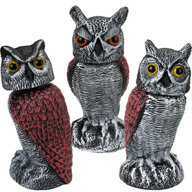Ruolan three-pack owl bird deterrent for outdoors protects plants and reduces bird damage.