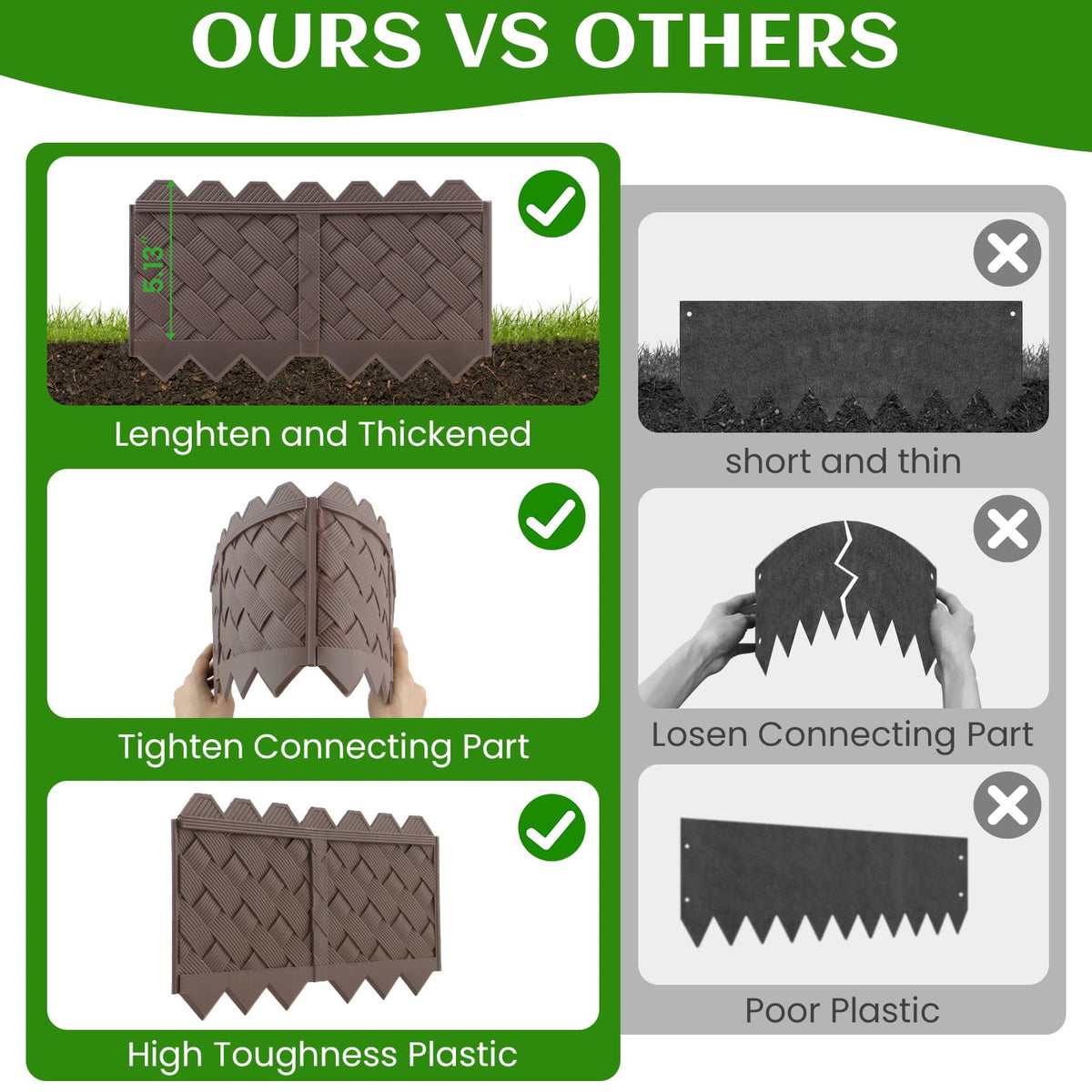 Package content of 20 edgings and 20 stakes for projects.