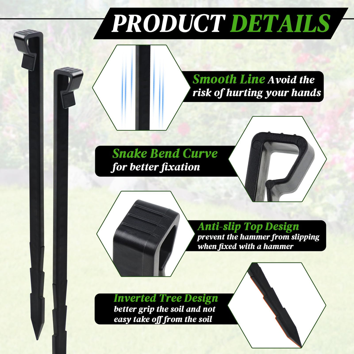 Ruppence easy-installation steps help secure edging quickly in soft soil.