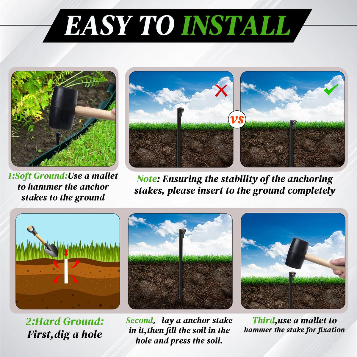 Ruppence package includes 55 stakes plus 5 backups for extra coverage.