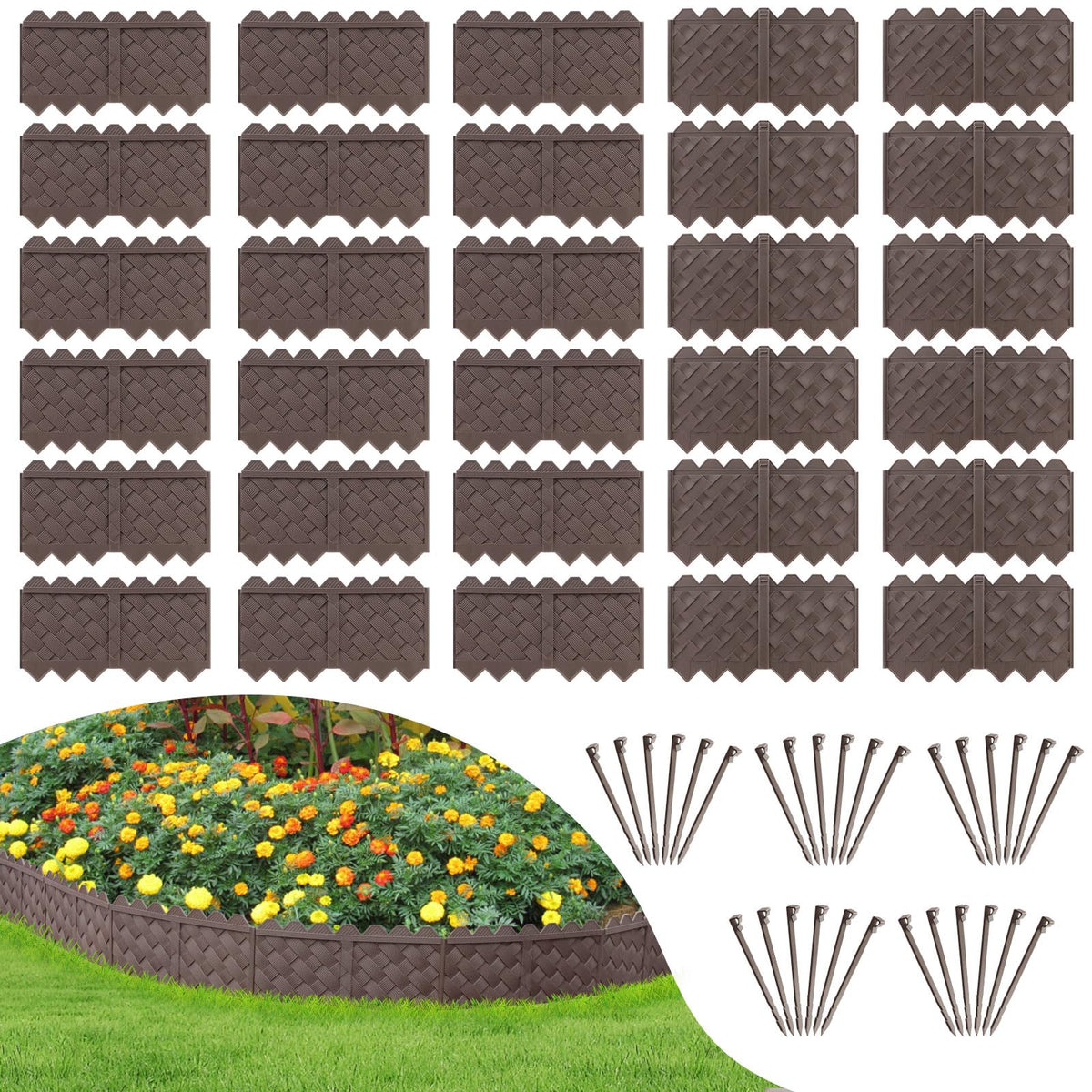 Ruppence border edgings interlocking structure visible for durable lawn edges.