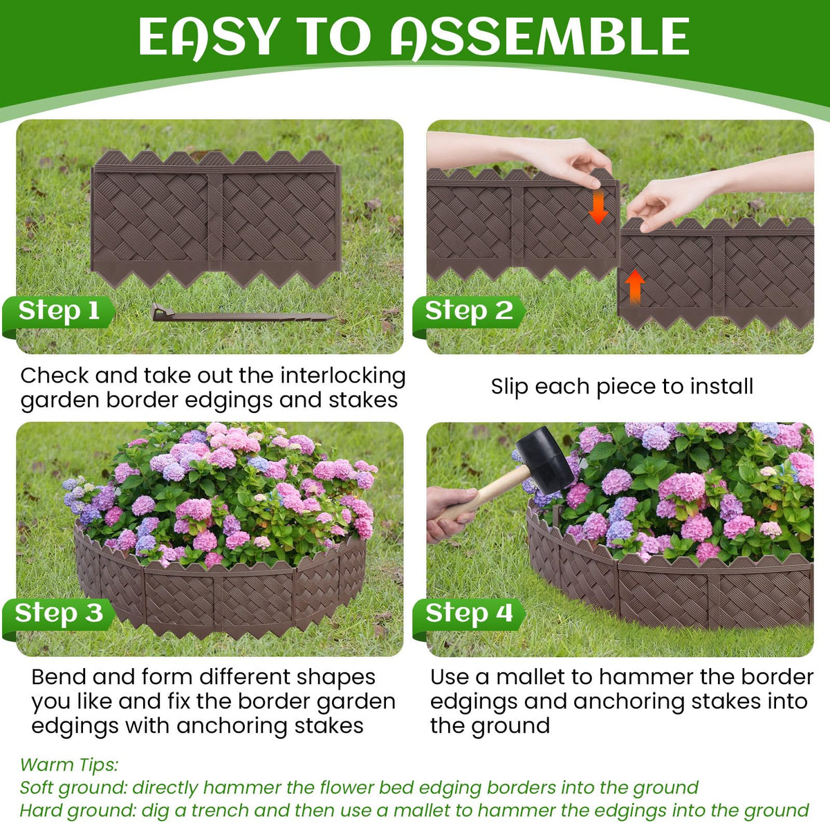 Lawn and flower bed use with flexible border shaping by Ruppence.